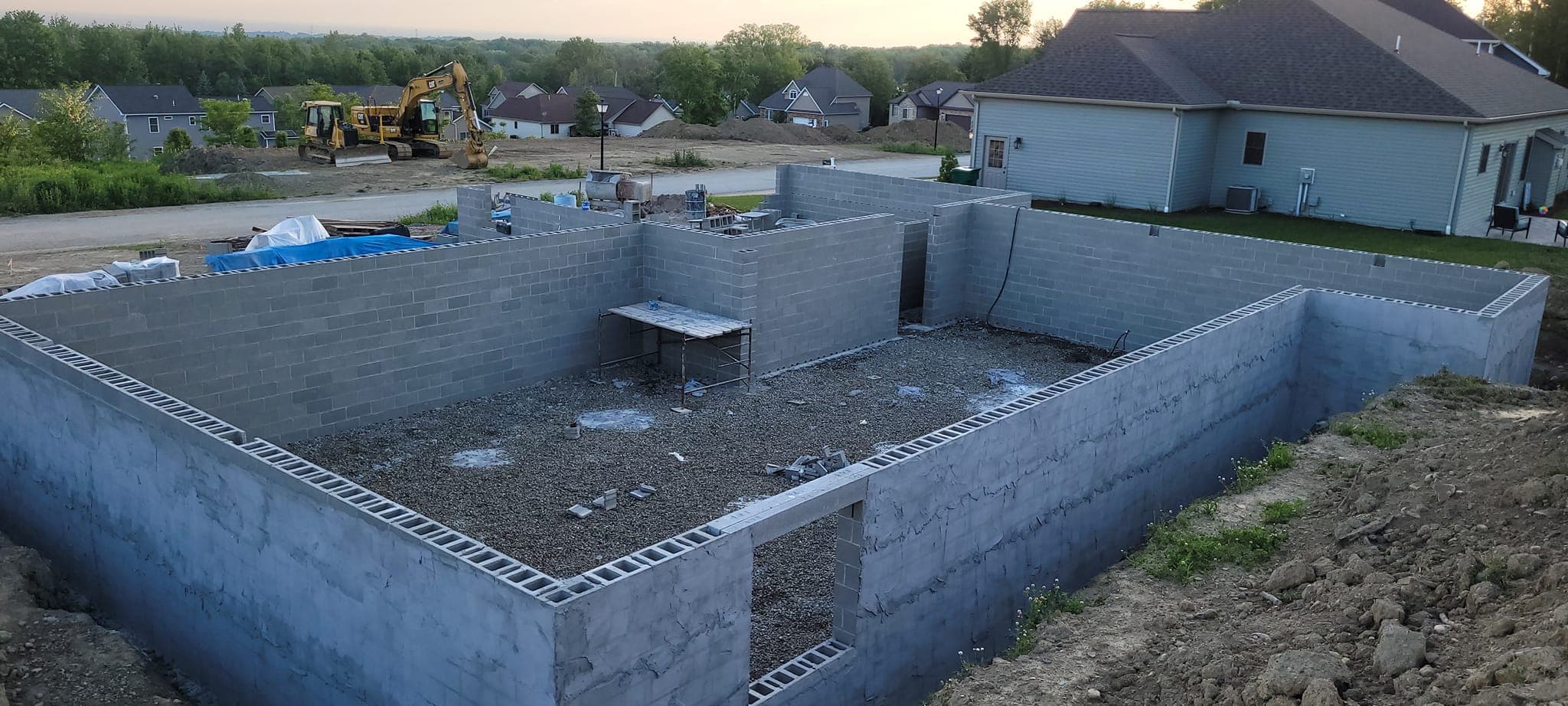 Block wall installation in Erie by professional masonry contractor